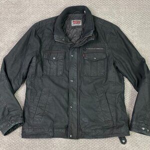 Levi's Jacket Mens Large Black Military Field Canvas Cotton 2 Pocket Quilt Lined